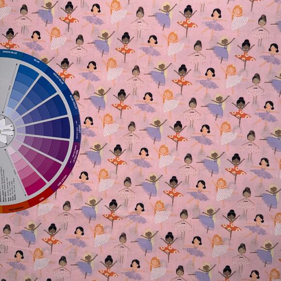 Little Ballerinas on Pink Cotton Fabric - 1/2 Yard - Novelty Print - Tutu Ballet - Picture 5 of 7